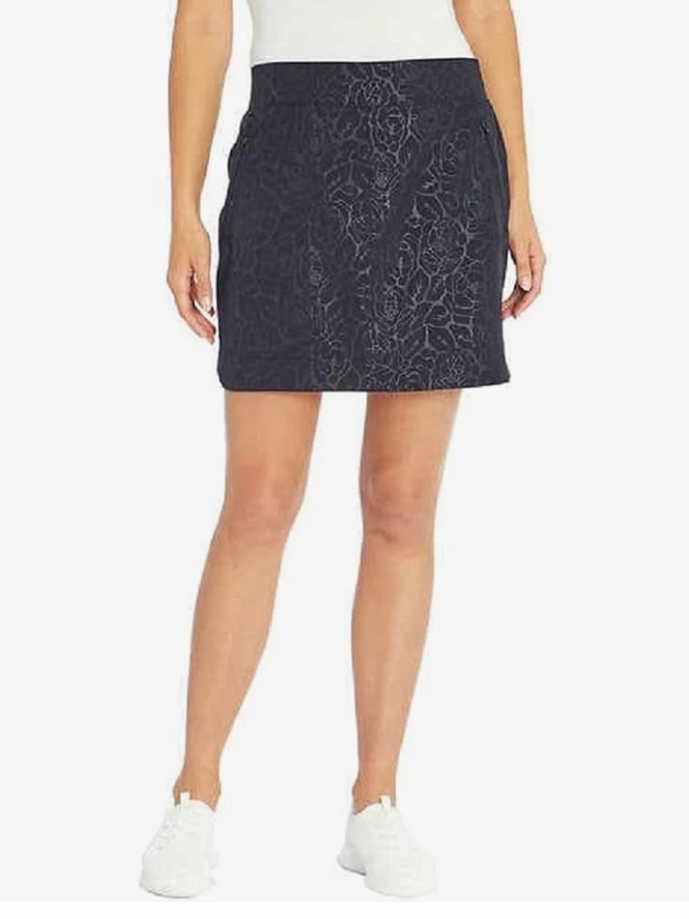 Orvis Black Athletic Skort with Tonal Floral Detail 0312
